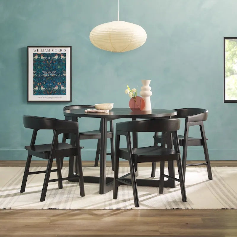 Ensemble de salle à manger 5 pièces avec chaises en bois massif