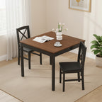 Costway 3 PCS Dining Table Set Wooden Square Kitchen Table with 2