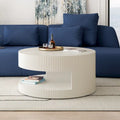 Table basse ronde à double plateau Table d'appoint moderne Table basse à rayures verticales avec rangement, pour salon