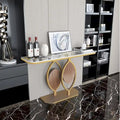 Table console moderne en marbre de 48 po avec base dorée pour entrée ou salon - 48x12x31