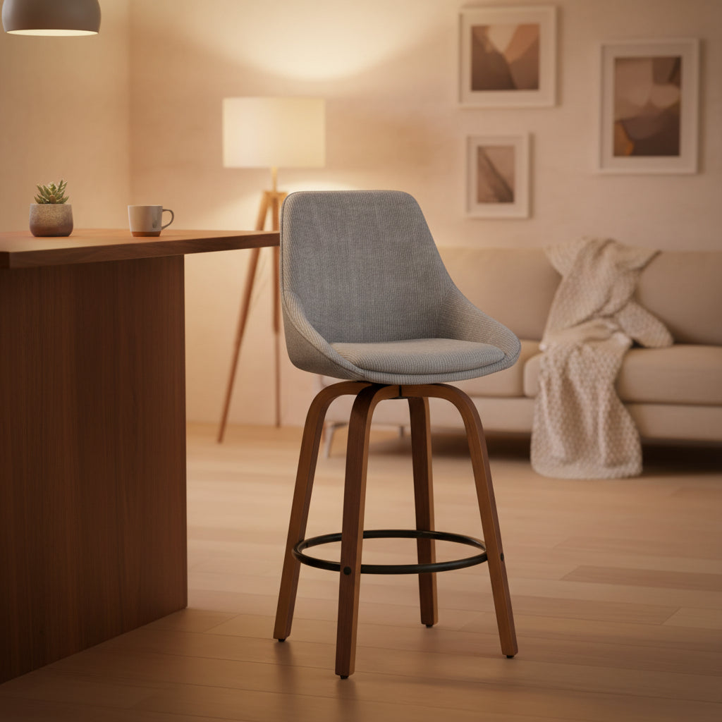 Carson Carrington Alba Corduroy Counter Stool with Black Round Footrest (Set of 2)