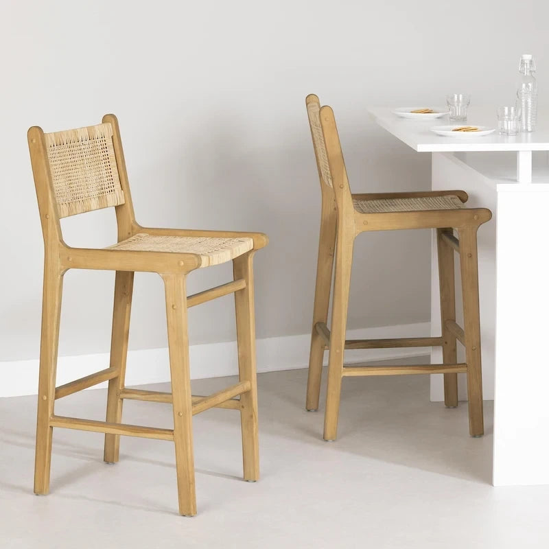 Tabourets de bar en rotin Balka, lot de 2