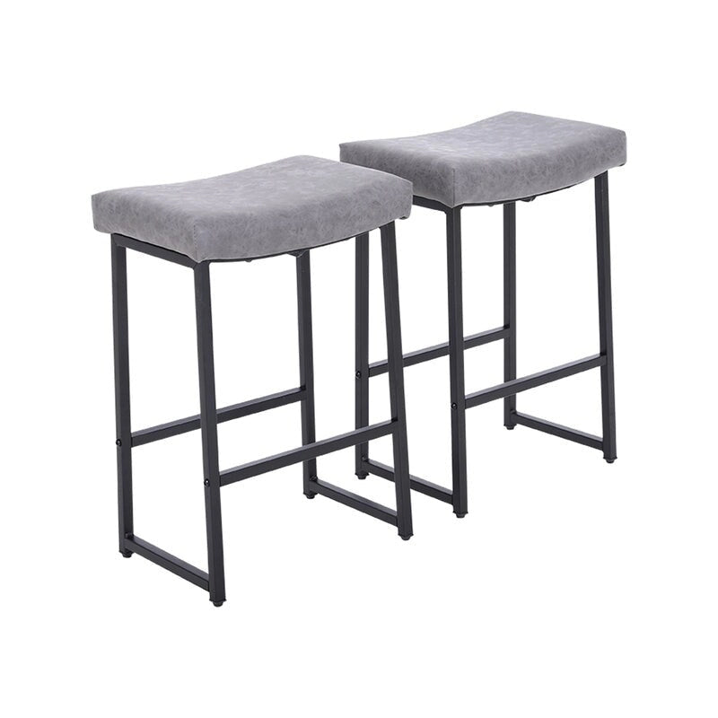 Tabouret de bar en cuir PU, design selle 2 pièces avec structure métallique robuste