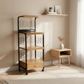 Black Microwave Cart with Outlet, 60-inches High