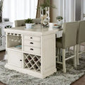 Ensemble d'îlot de cuisine 3 pièces multi-rangements en bois antique blanc Tia par