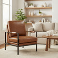 Peacemaker Contemporary Brown Faux Leather Accent Chair