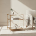 27 Gold Glass And Iron Square Mirrored End Table With Shelf - 22x18x26.75