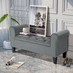 Banc de rangement capitonné, banc de lit rembourré avec accoudoirs arrondis pour chambre à coucher, salon ou couloir