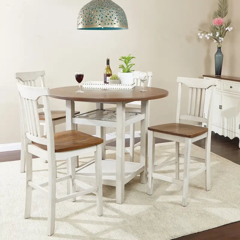 Ensemble de salle à manger 5 pièces Simmons blanc antique et marron