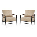 Ensemble de 2 chaises d'appoint modernes, fauteuil avec coussin rembourré, chaises longues en tissu Leathaire pour salon 4748