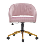 Chaise de bureau moderne dorée en velours pivotante et réglable en hauteur
