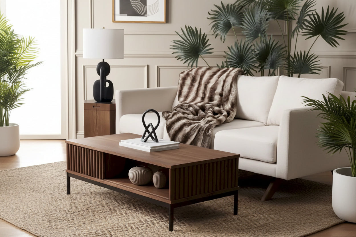 SAFAVIEH Tamayo 2-Door Storage Coffee Table - 43.7 In. W x 21.5 In. D x 15.4 In. H - 44Wx21Dx15H