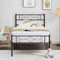 Cadre de lit plateforme en métal avec tête de lit et pied de lit, rangement sous le lit, sommier tapissier sans besoin de matelas à ressorts