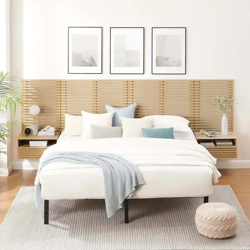 Render Wall Mount King Headboard and Modern Nightstands