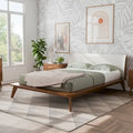 Furniture of America Beau Midcentury Boucle Wingback Low Profile Platform Bed