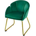 Fauteuil d'appoint en velours en forme de fleur avec pieds en métal doré