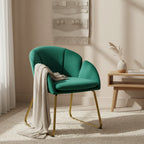 Yaheetech Flower Shape Velvet Armchair Accent Chair with Golden Metal Legs