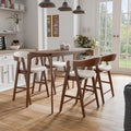 Furniture of America Shaw Mid-century 5-Piece Walnut Wood Counter Height Table Set with 4 Chairs