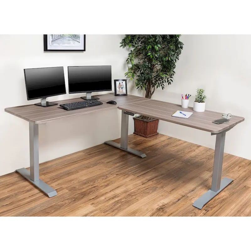 Bureau électrique debout, bureau réglable en hauteur, en forme de L