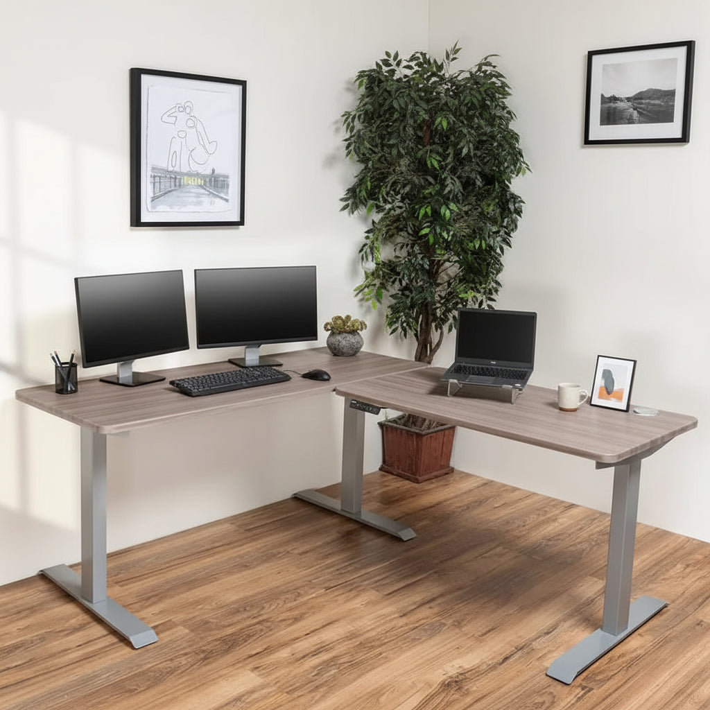 BRODAN Electric Standing Desk, Adjustable Height Office Desk, L Shape