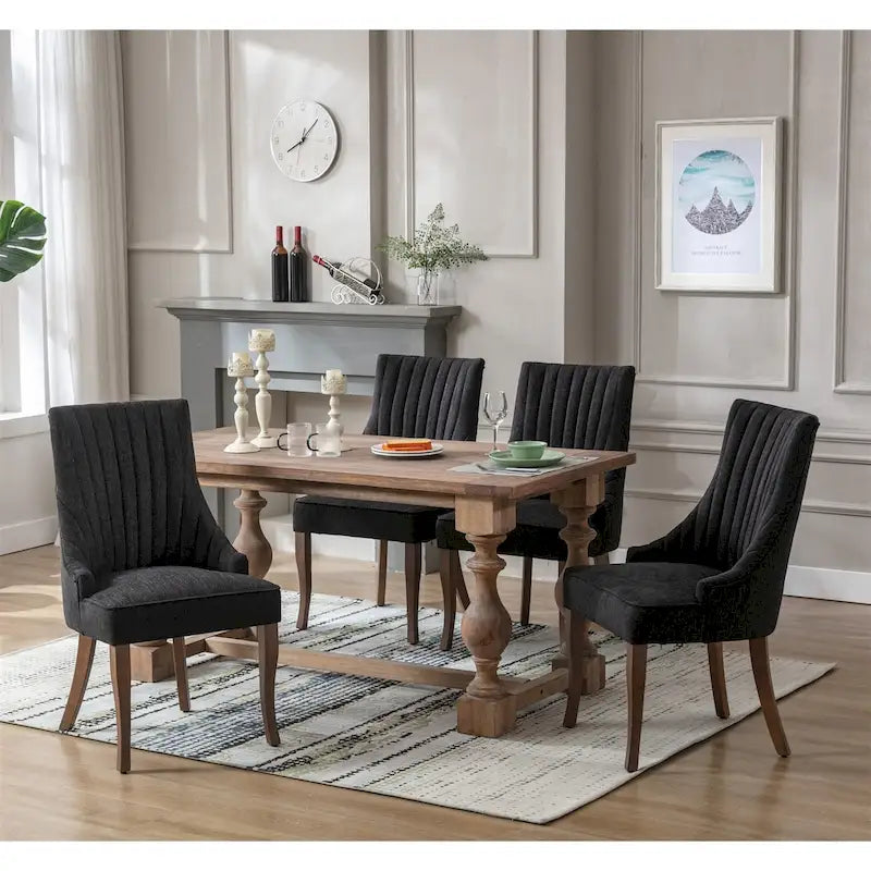 Lot de 2 chaises de salle à manger capitonnées avec dossier, chaises de salle à manger latérales en tissu, chaises de salon pour cuisine domestique