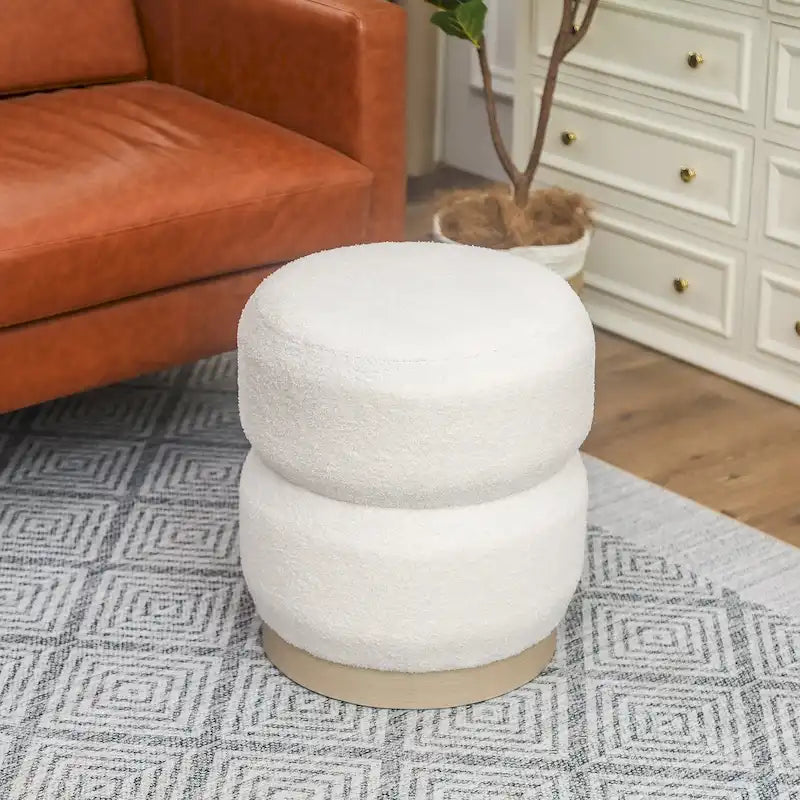 Tabouret Pouf Rond Rembourré Teddy