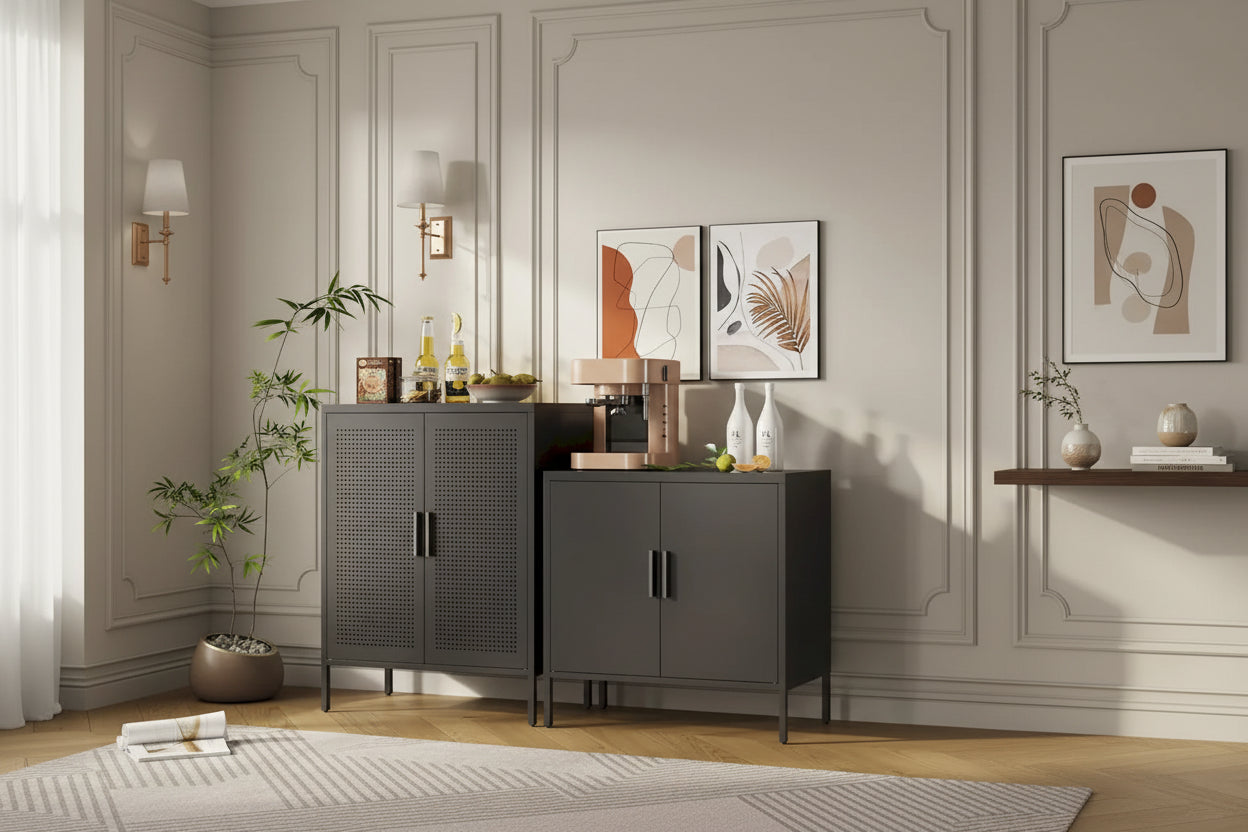 Metal File Cabinet for with 2 Doors and 2 Adjustable Shelves