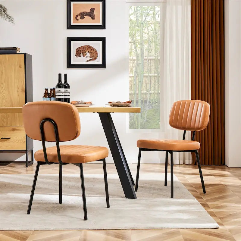 Chaises de salle à manger/cuisine rembourrées de style Mid-Century - Lot de 2