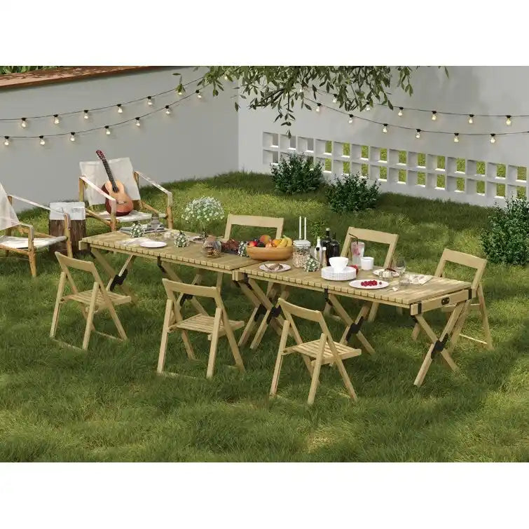 Chaises d'extérieur en bois résistantes aux intempéries avec pliage compact (lot de 2)